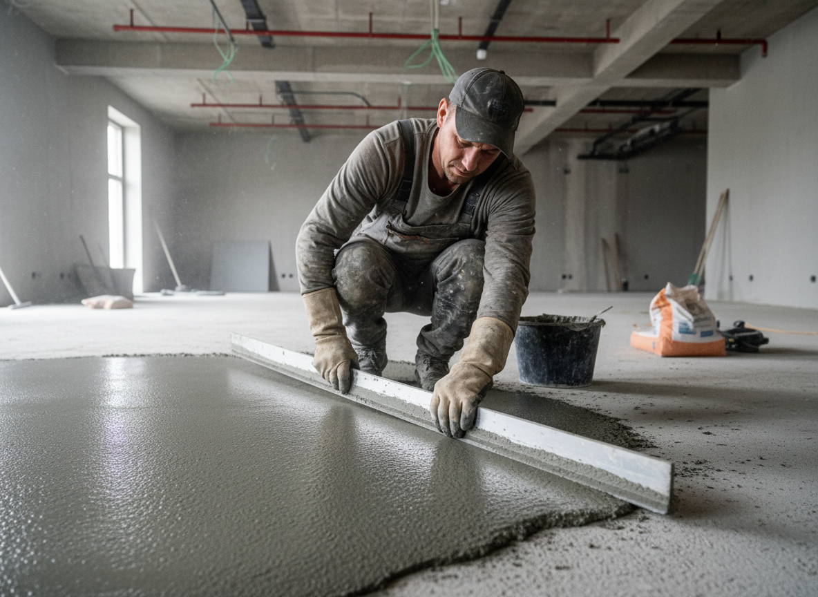 Aansmeren van cementdekvloer